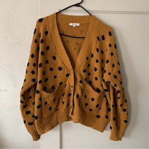 Madewell Mustard Polka Dot Cardigan